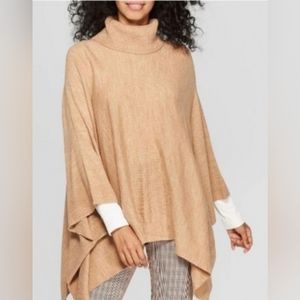 Turtleneck Poncho with Arm Slits OSFM